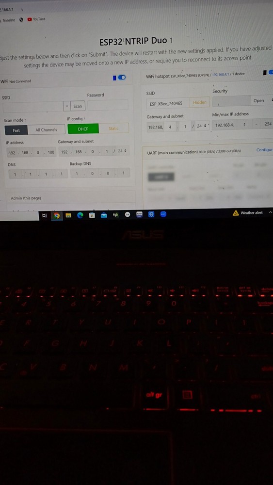 Esp32 WiFi NTRIP DUO Master