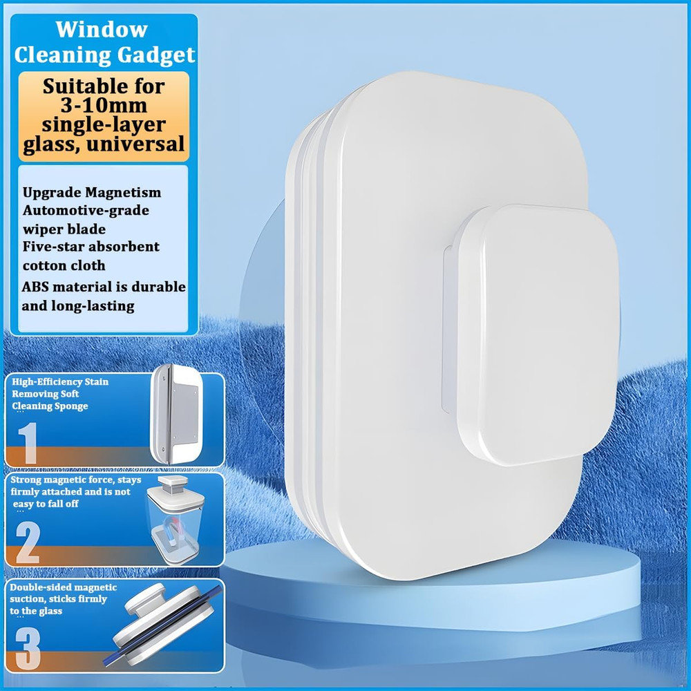 Magnetic Car Windshield Cleaner Tool with Anti-Falling Rope, Double-Sided Window