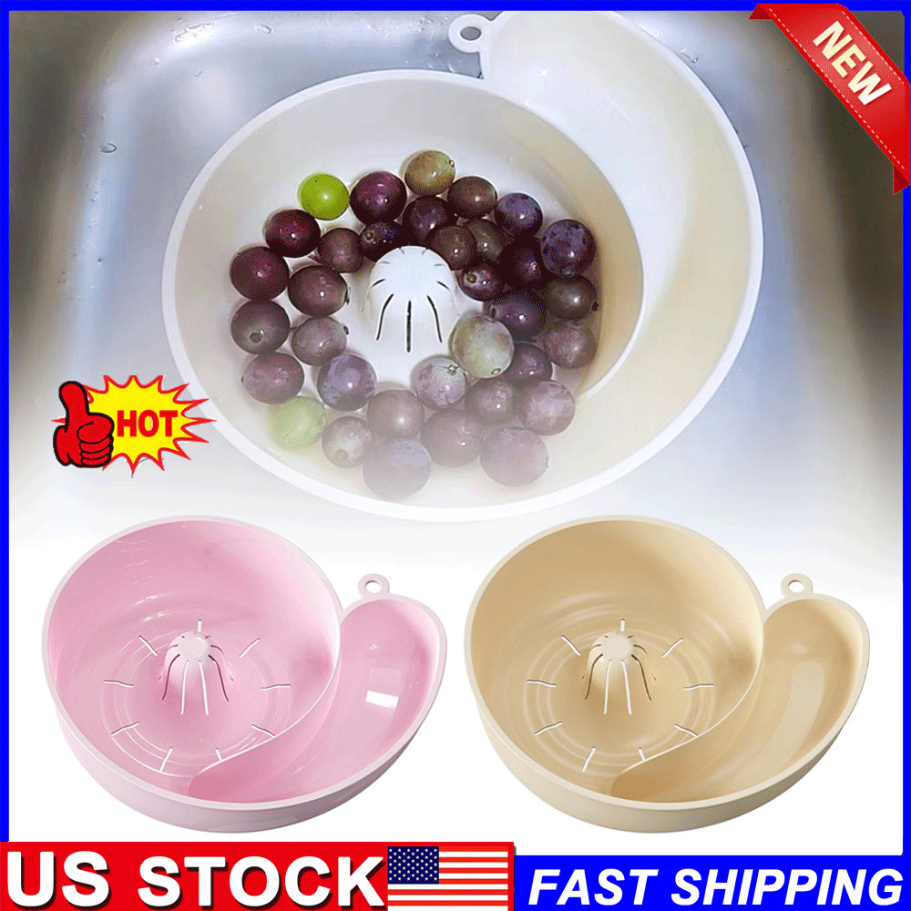 Snail Shape Fruit Drainer Basket Creative Automatic Rotation Clean Vegetable TL