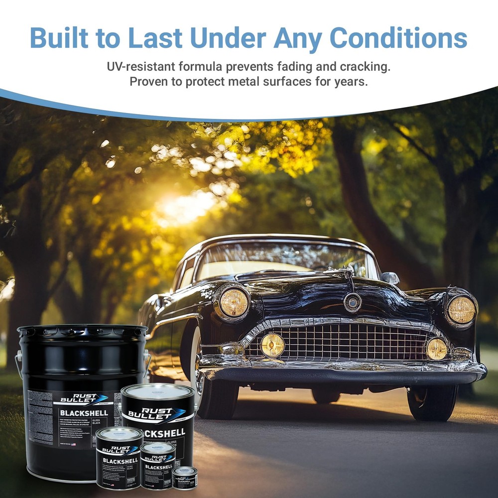 RUST BULLET BlackShell - Gloss Black - 1 Quart - Corrosion Preventive Coating,