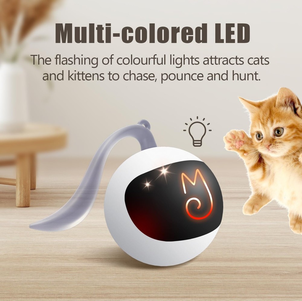 Migipaws Interactive Cat Ball Toy Set, Fun Tracker, Automatic Rolling Chase B...