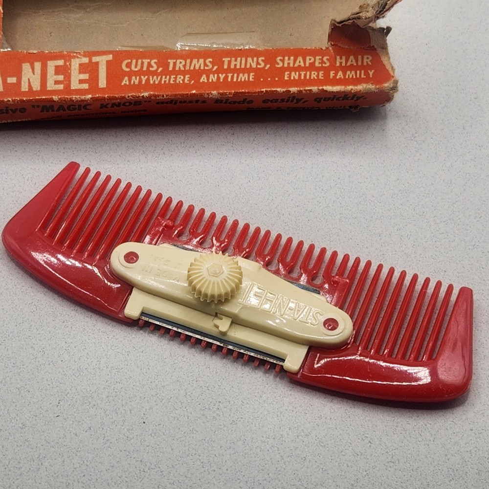 Vintage Red STA-NEET Comb Original Box