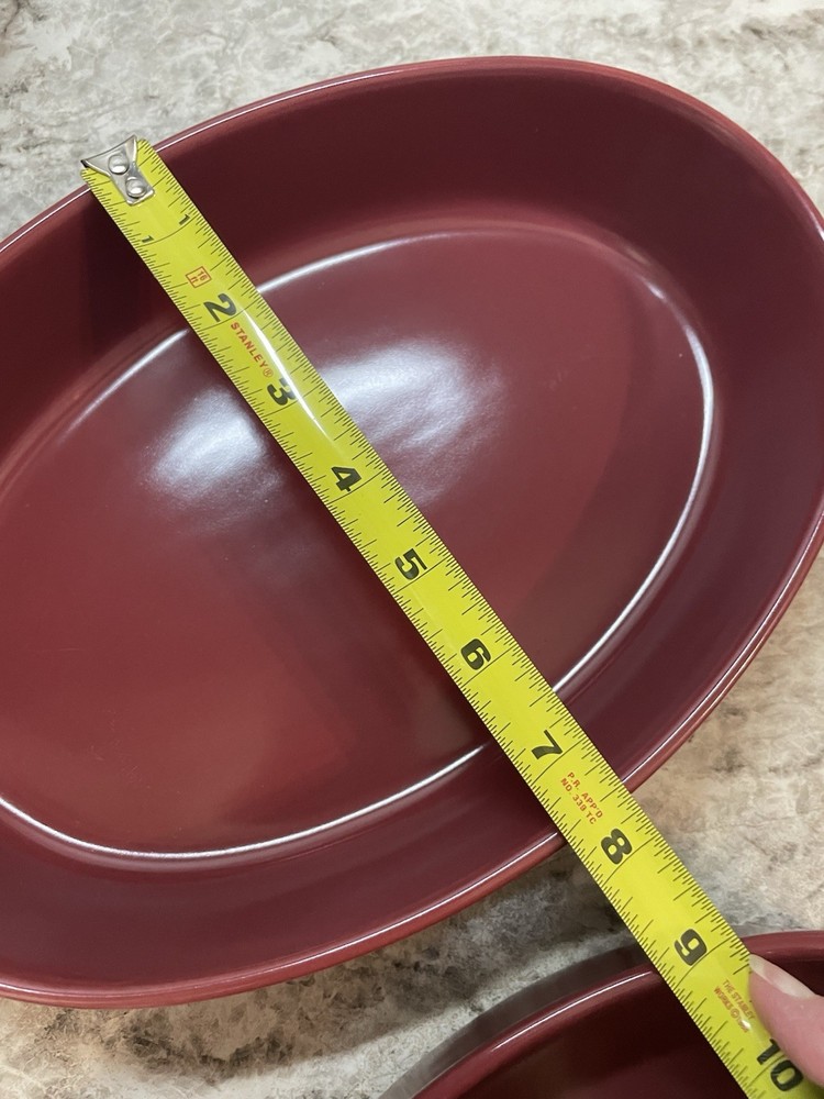 Temp-tations Presentable Ovenware 2pc Oval Ceramic Baking Dishes Burgundy
