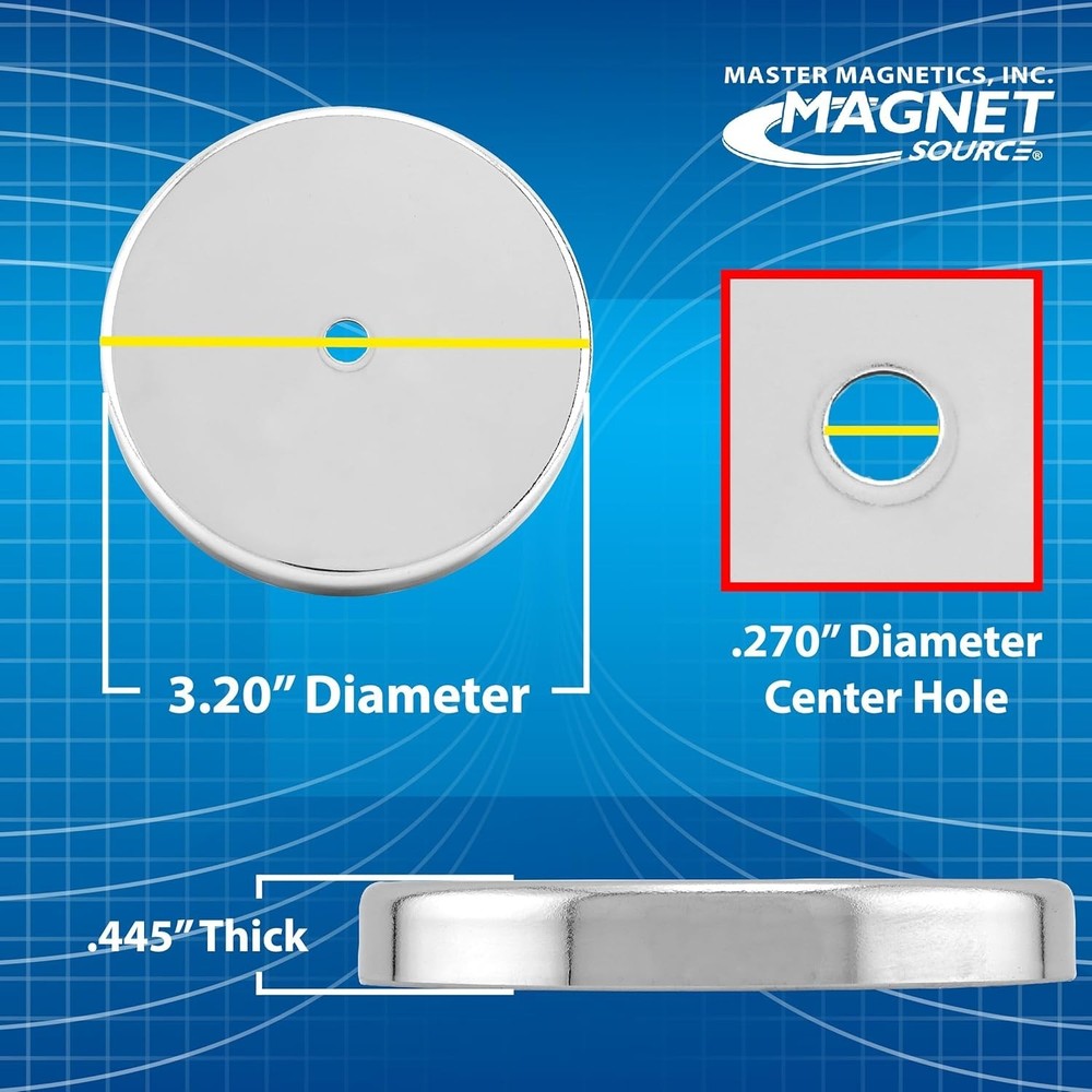 Strong 95 lb Pull Ceramic Round Magnets - Versatile 2-Pack, Nickel-Plated Finish