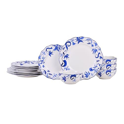 222 Fifth Ayla Collection Dinnerware Set, 12-piece, Blue
