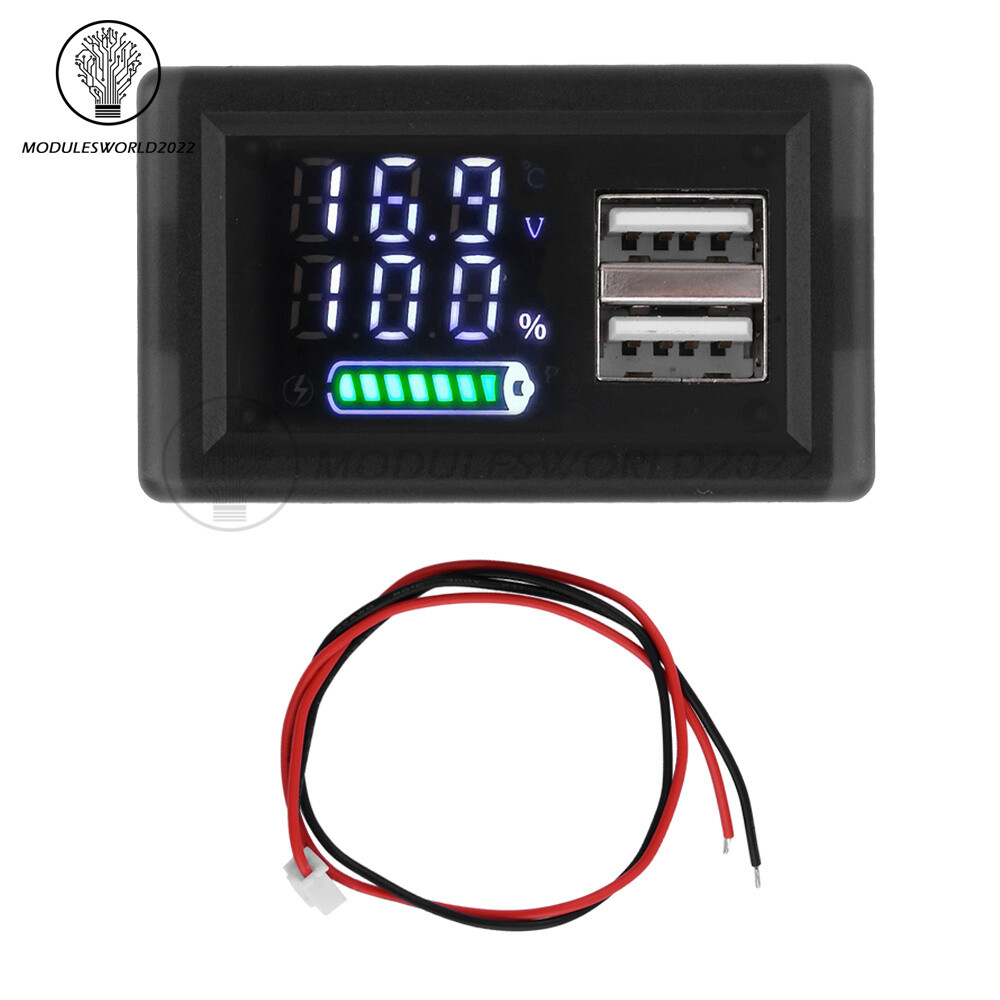 DC9-24V Battery Capacity Indicator USB Type-C LED Dual Digital Car Voltmeter