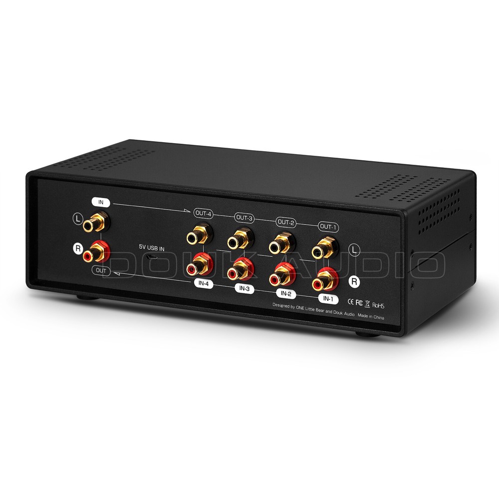 4-Way Analog VU Meter DB Panel Audio Switcher Sound Level Indicator Splitter Box