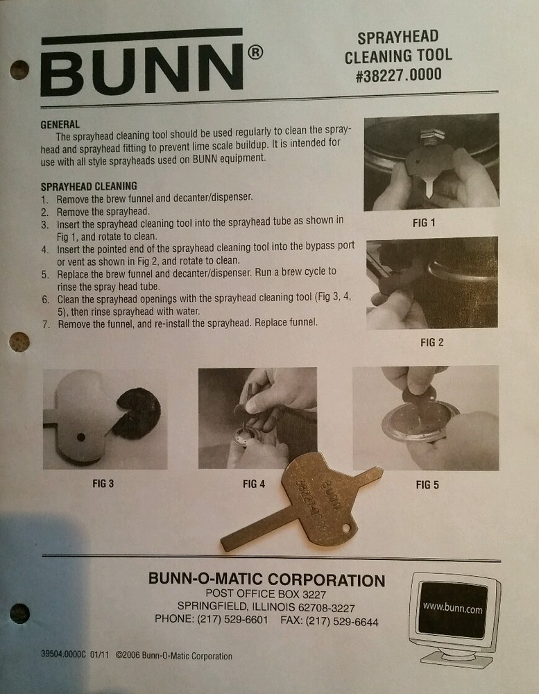 Bunn 38227.0000 Sprayhead Cleaning Tool