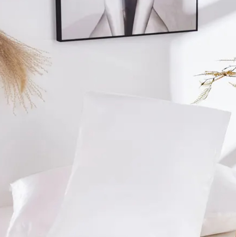 Twin Bed Satin Pillowcase Imitated Mulberry Soft and Comfy - White