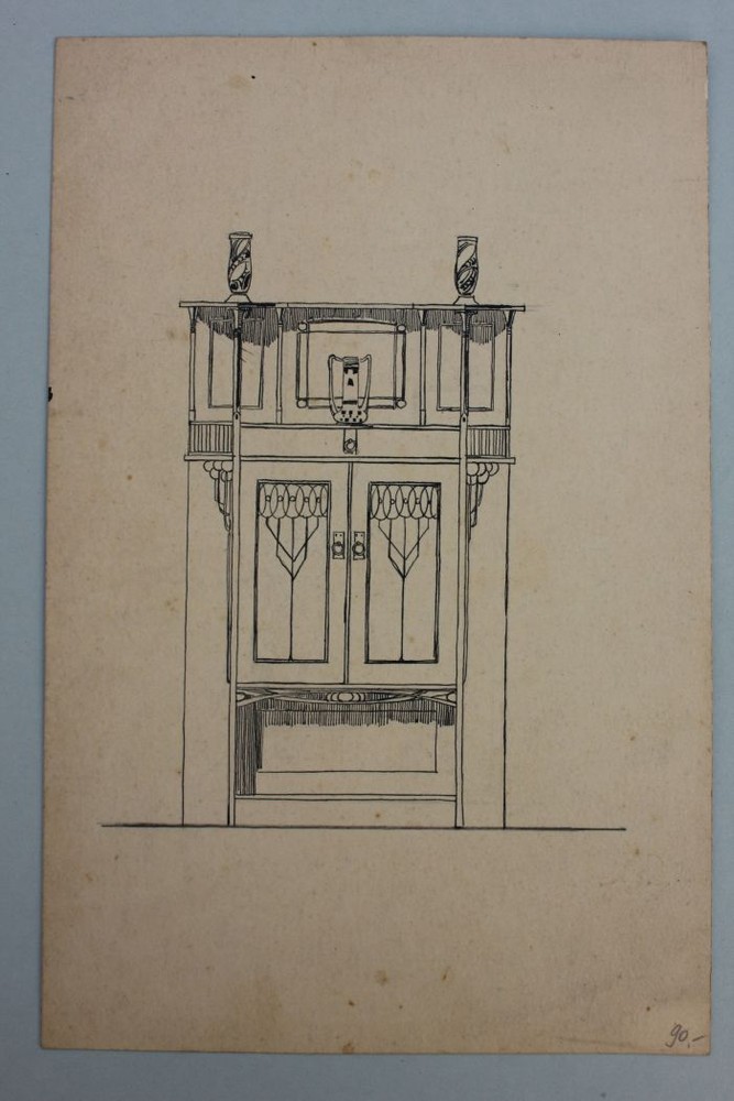 Vertiko design, ink drawing, Art Nouveau, German, around 1905
