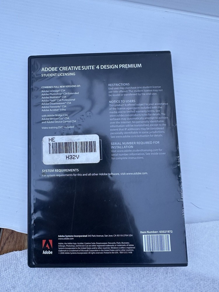Ad0be Creative Suite 4 CS4 Design Premium Windows Student Version w/ Serial #