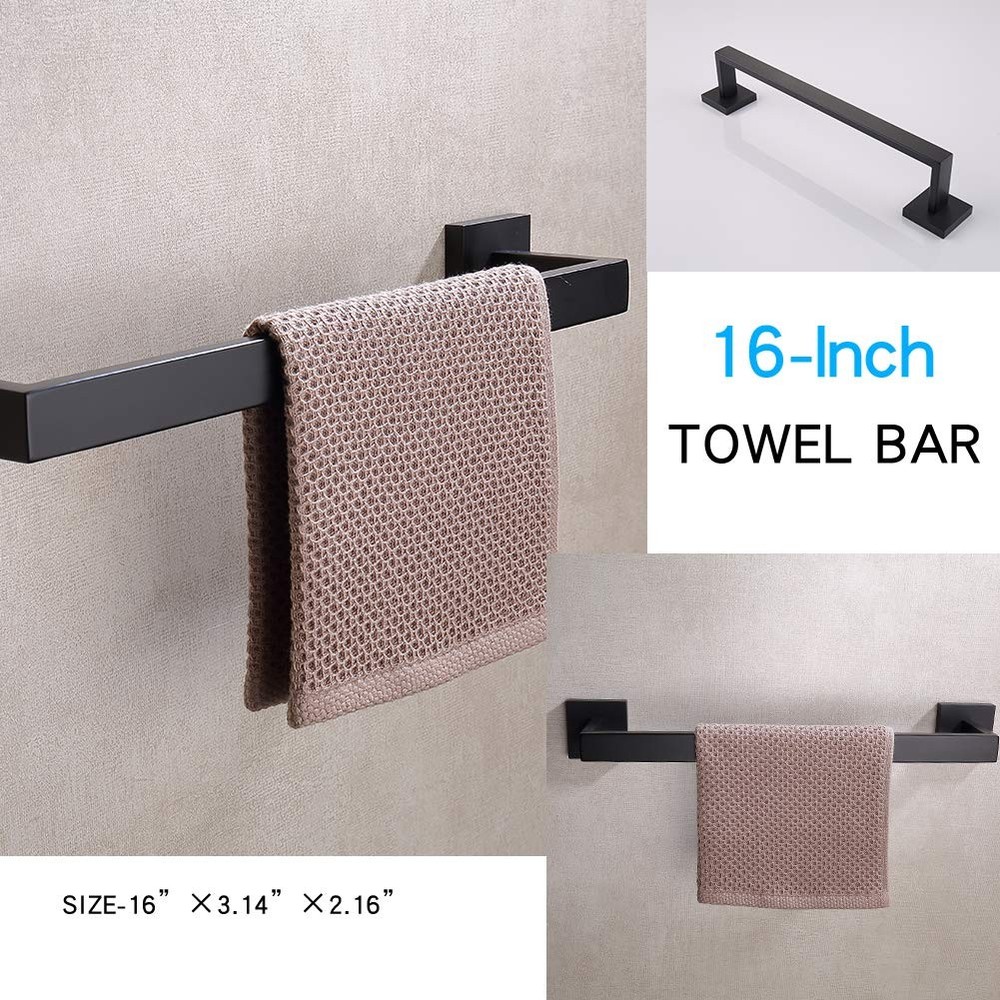 3-Piece Bathroom Hardware Set Matte Black Wall Mounted Bathroom Accessory Set...
