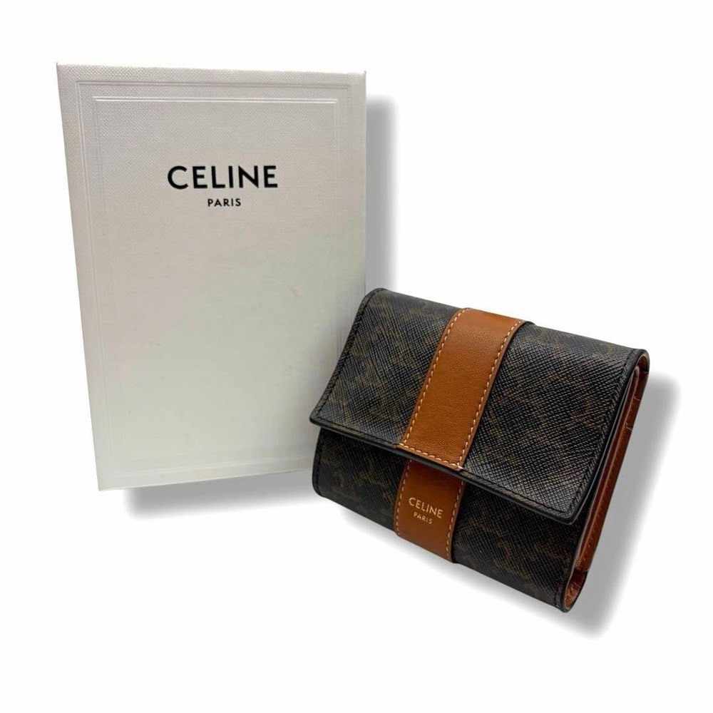 CELINE Small Tri Fold Wallet Triomphe Foldable Wallet From Japan