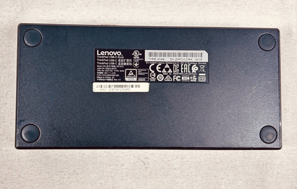 Lenovo ThinkPad USB-C Docking Station w/o Adapter - 40A9