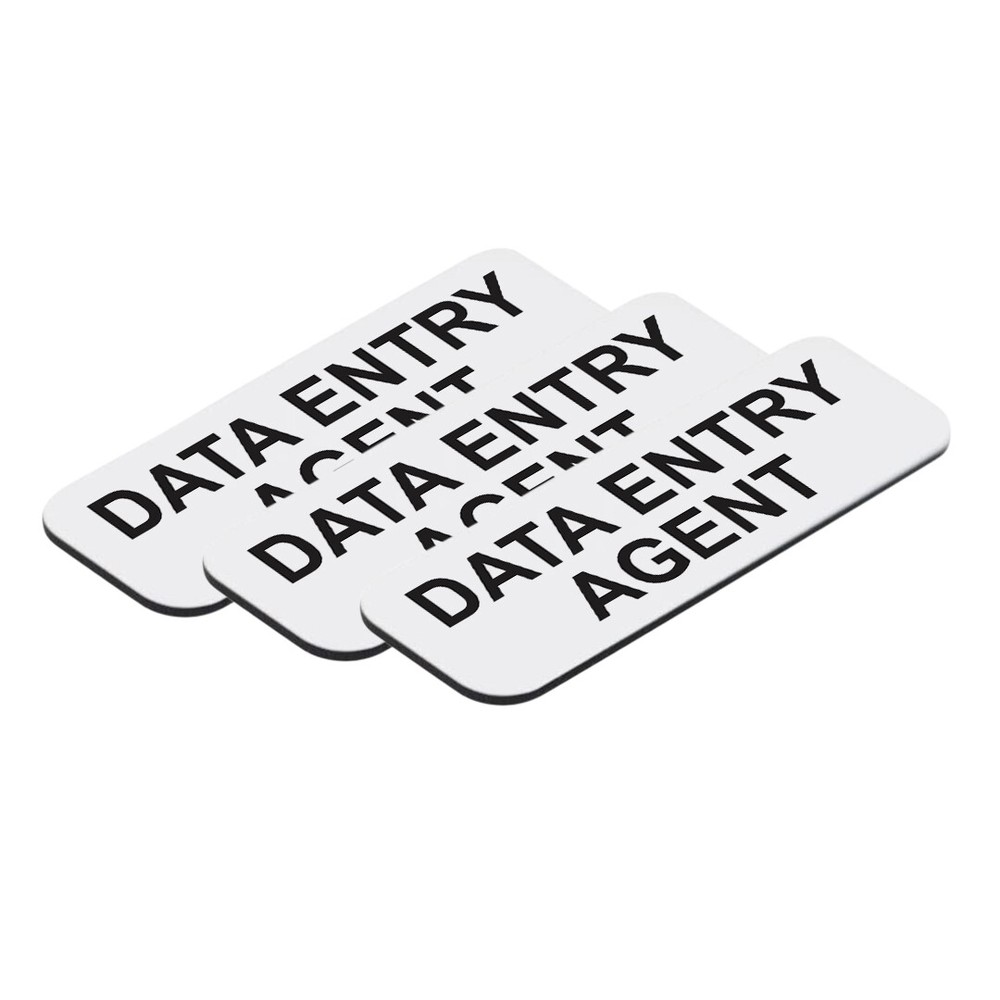Data Entry Agent 1 x 3" Name Tag/Badge, (3 Pack)