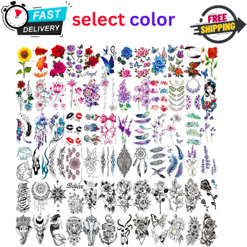 Sheets Flowers Temporary Tattoos Stickers - Select by your own choice