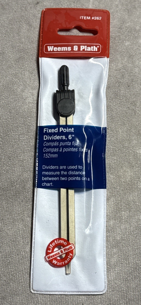 Weems & Plath 262 6" Matte Nickel Fixed Point Divider Nautical Navigation Tool