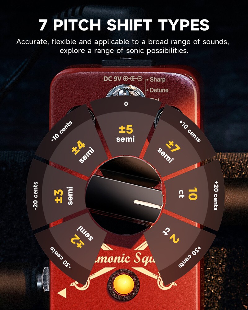 Donner Harmonic Square Octave Effects Pedal Pitch Shifter 7Shift Type 3Tone Mode