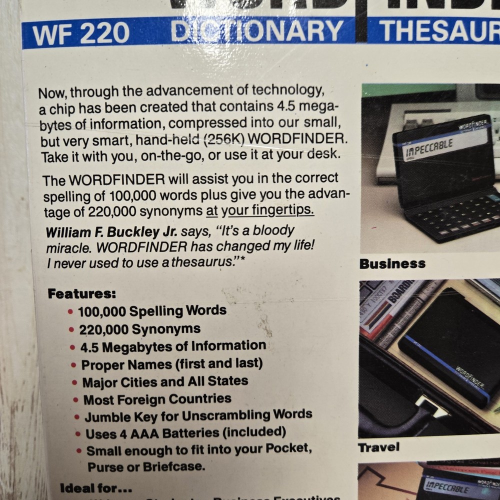 Word Finder WF-220 Vintage Selectronics Electronic Dictionary Thesaurus Tested