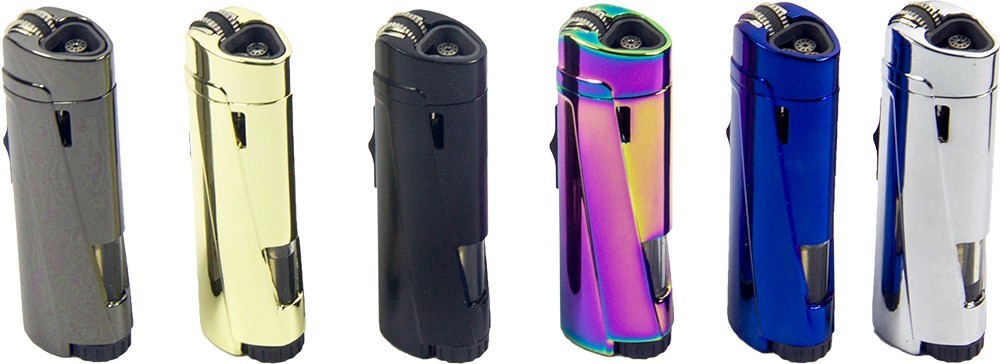 Triple Jet Cigar Torch Lighter Windproof Refillable Butane Flint Wheel Ignition