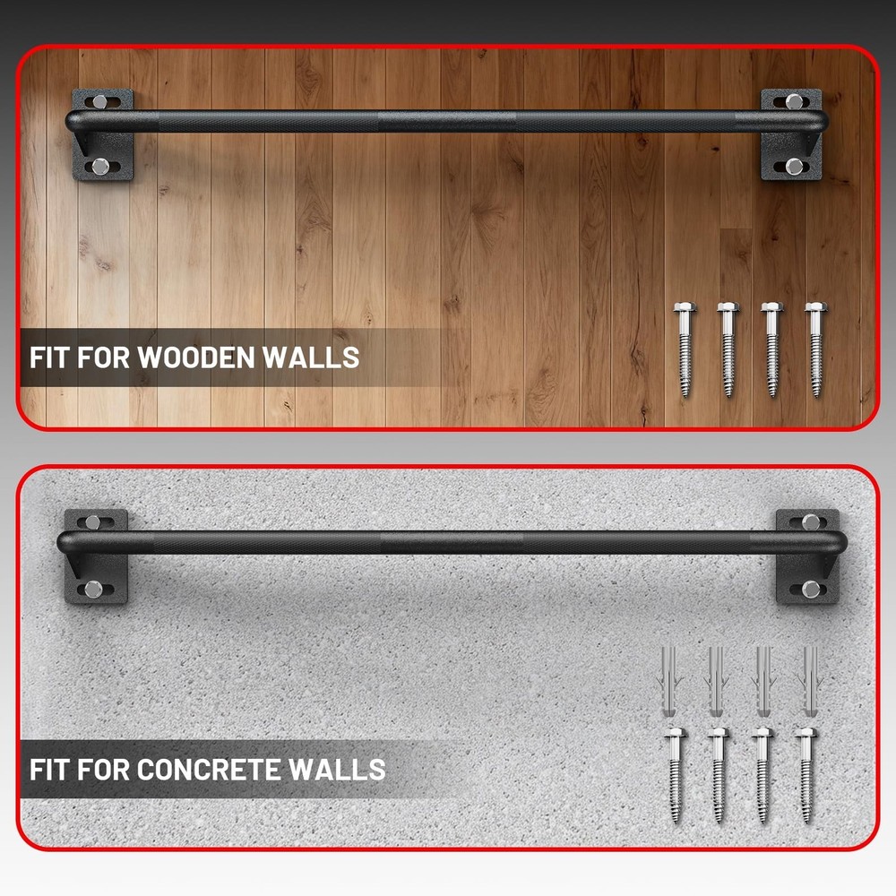 PAPABABE Wall Mounted Pull Up Bar, Chin Up Bar, Strength Training Pull-Up Bar...