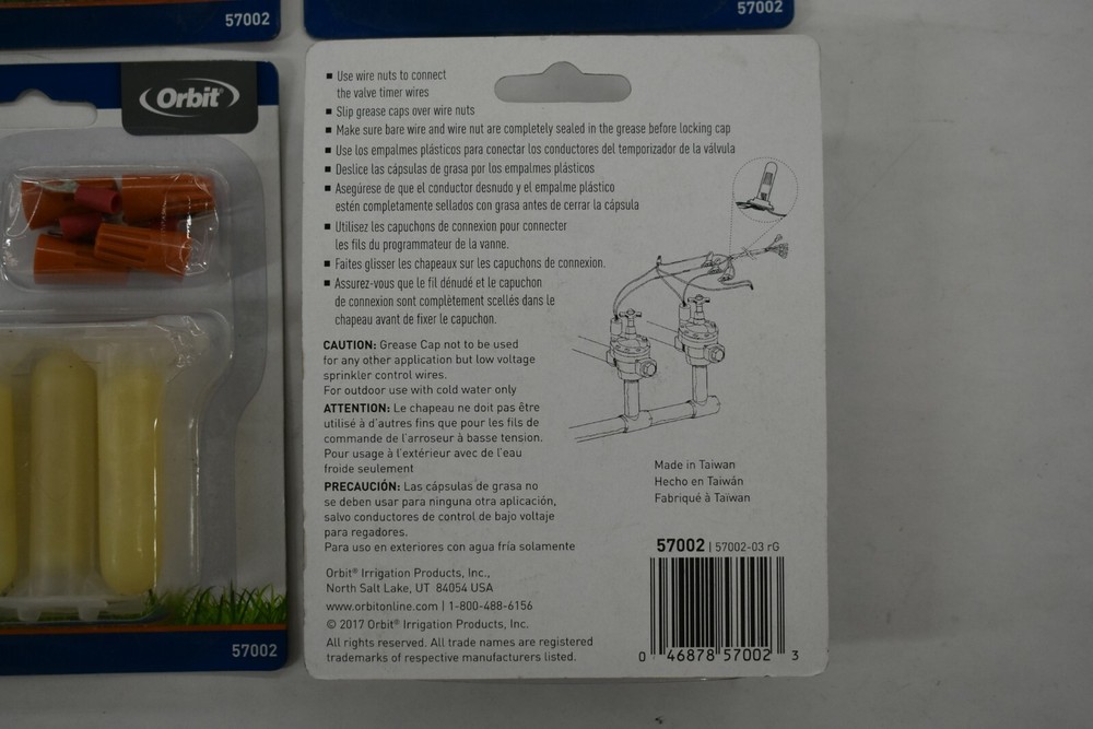 4 Pack Orbit Grease Cap Wire Connector Kit 57002 4pc/Pack Valve Timer Sprinklers