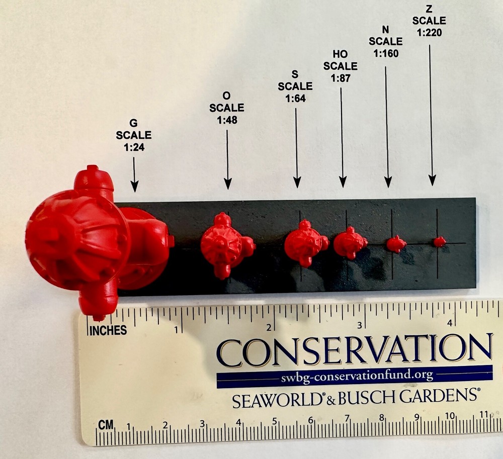 RTR Painted - N Scale 3D Resin Printed Fire Hydrants 10 Pack