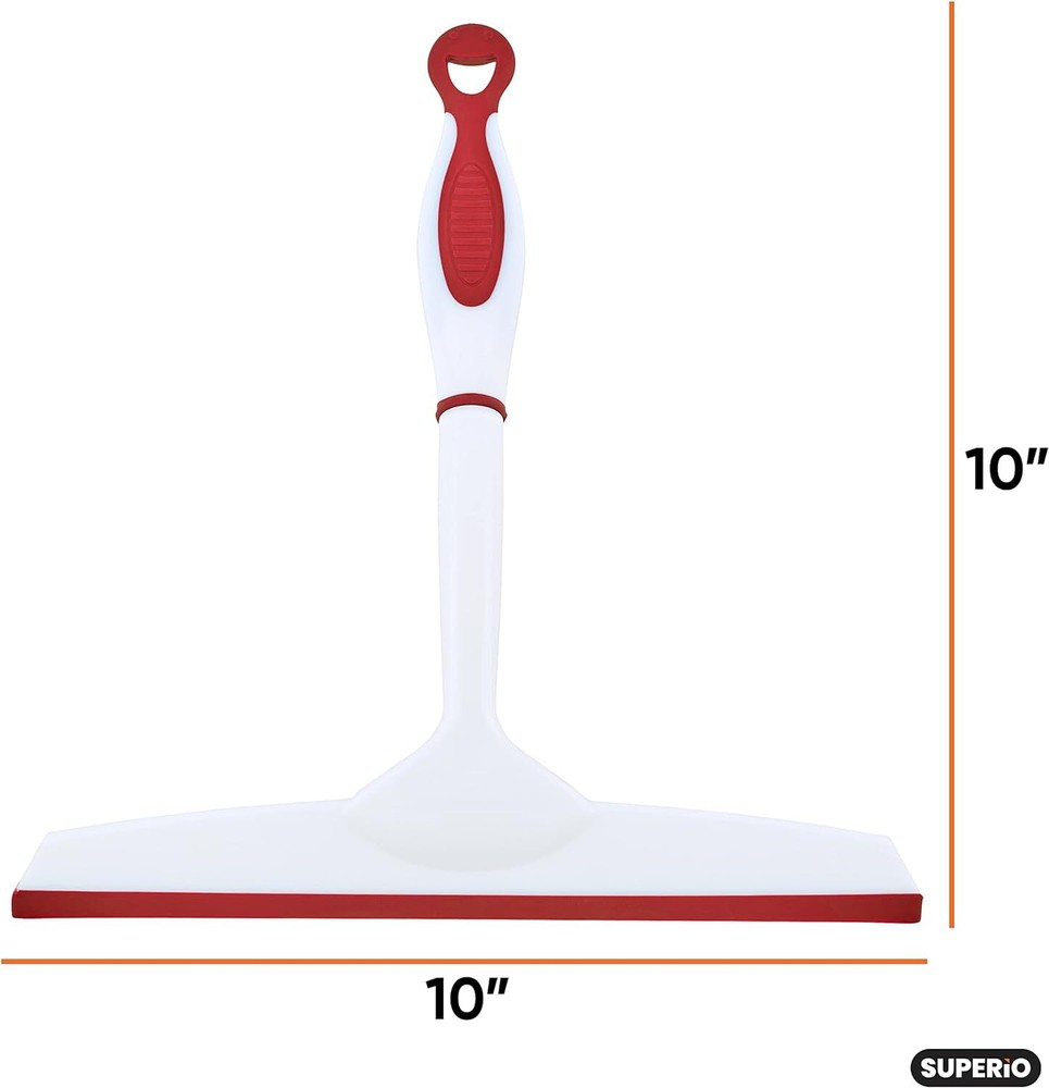 Superio 10" Window Rubber Squeegee with Hanging Loop, 2 pack Red