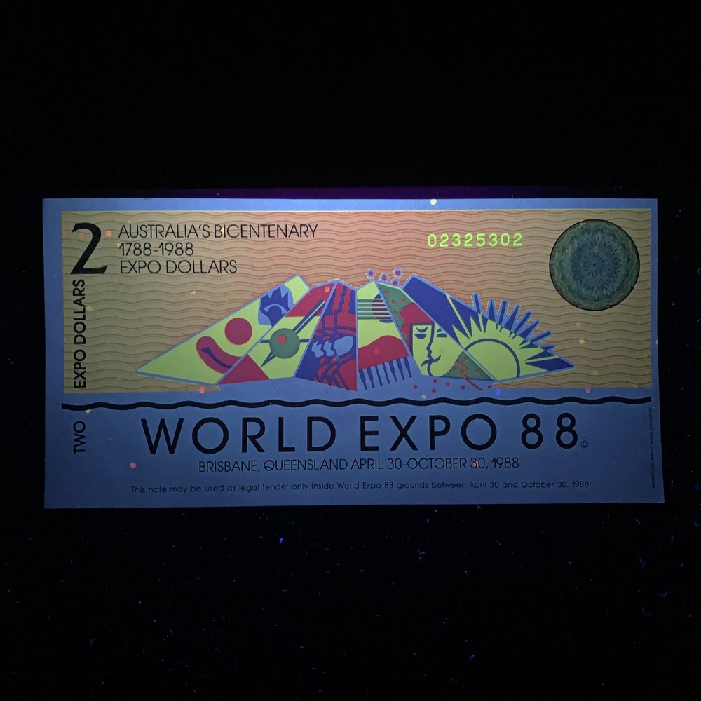 AUSTRALIAN: WORLD EXPO (1988) 2  DOLLAR NOTE Banknote Currency Ephemera Note UV