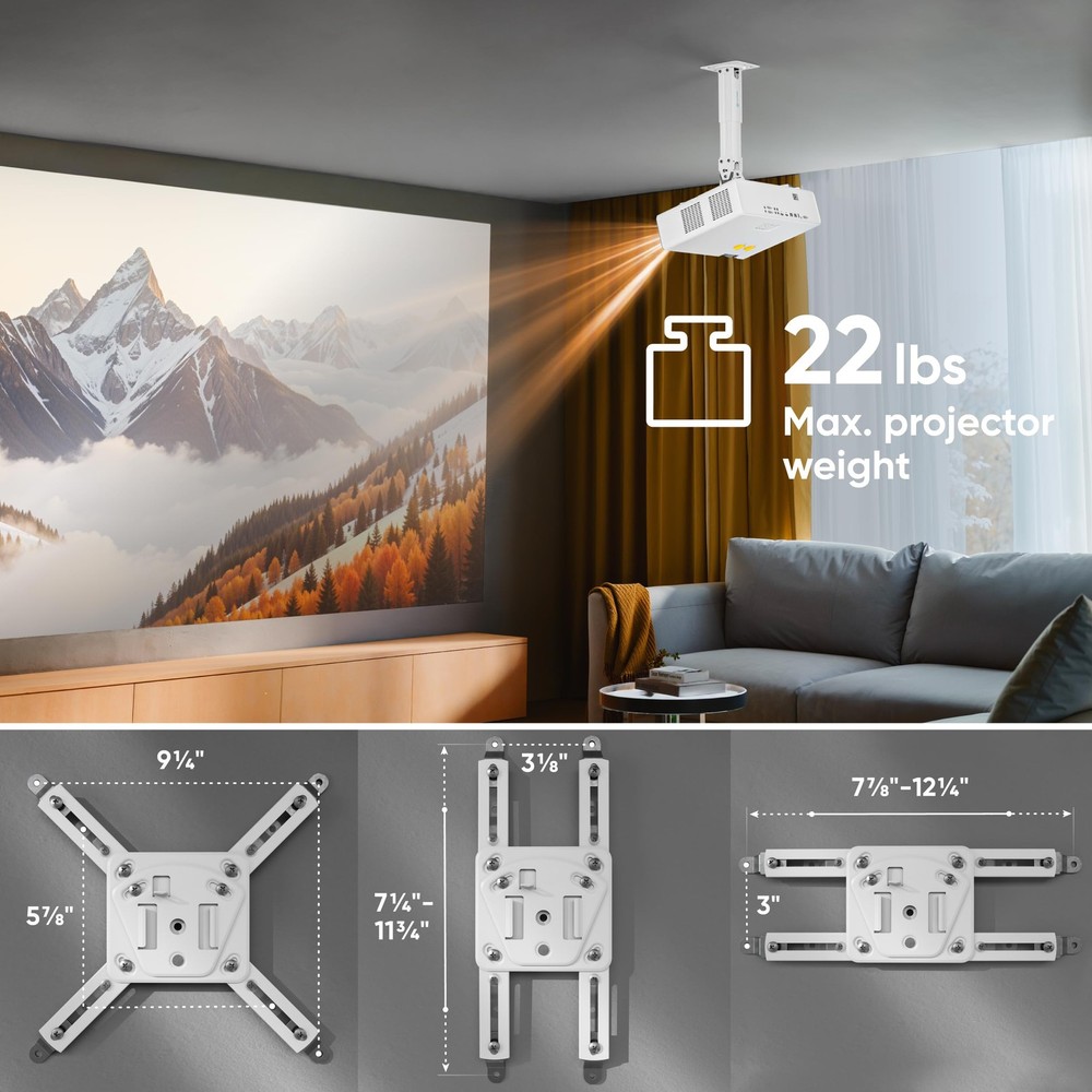 Projector Ceiling Mount, 22 lbs Load Capacity, Height Adjustable Projector Mo...