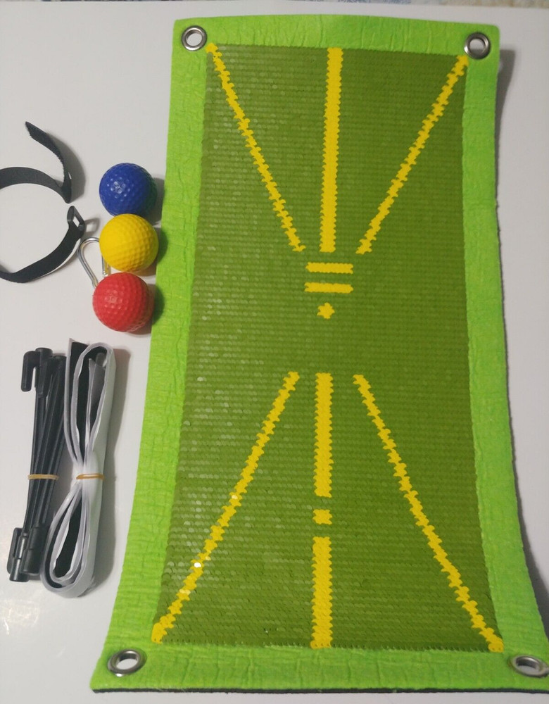 Golf Training Mat Swing Path Detection Indoor/Outdoor 3 Balls Stakes Practice