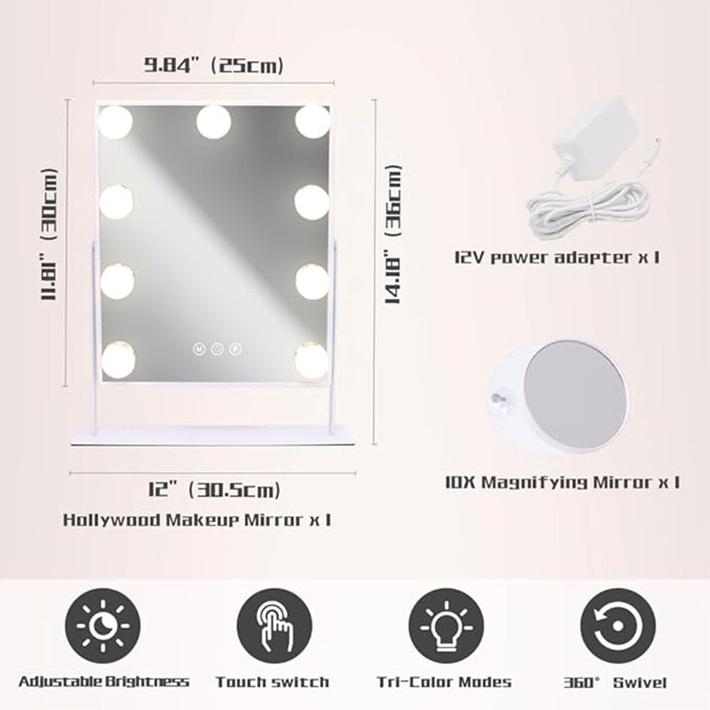 Vanity Light, Hollywood Style Led Vanity Mirror Light Kit 10 Dimmable Bulbs