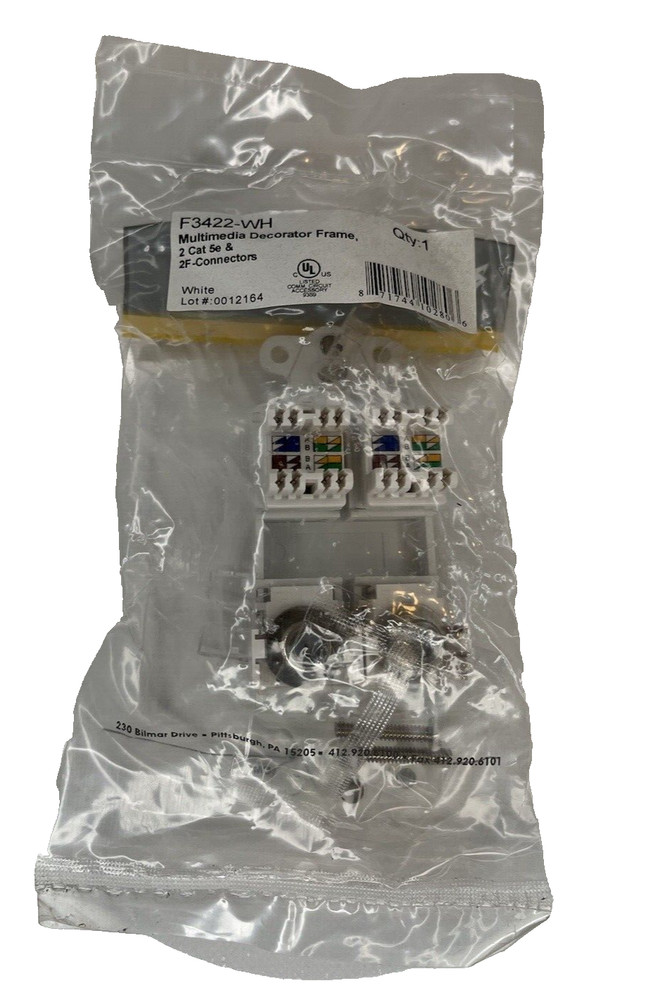 Greyfox Multimedia Decorator Frame, 2 Cat 5e & 2F-Connectors Factory Sealed