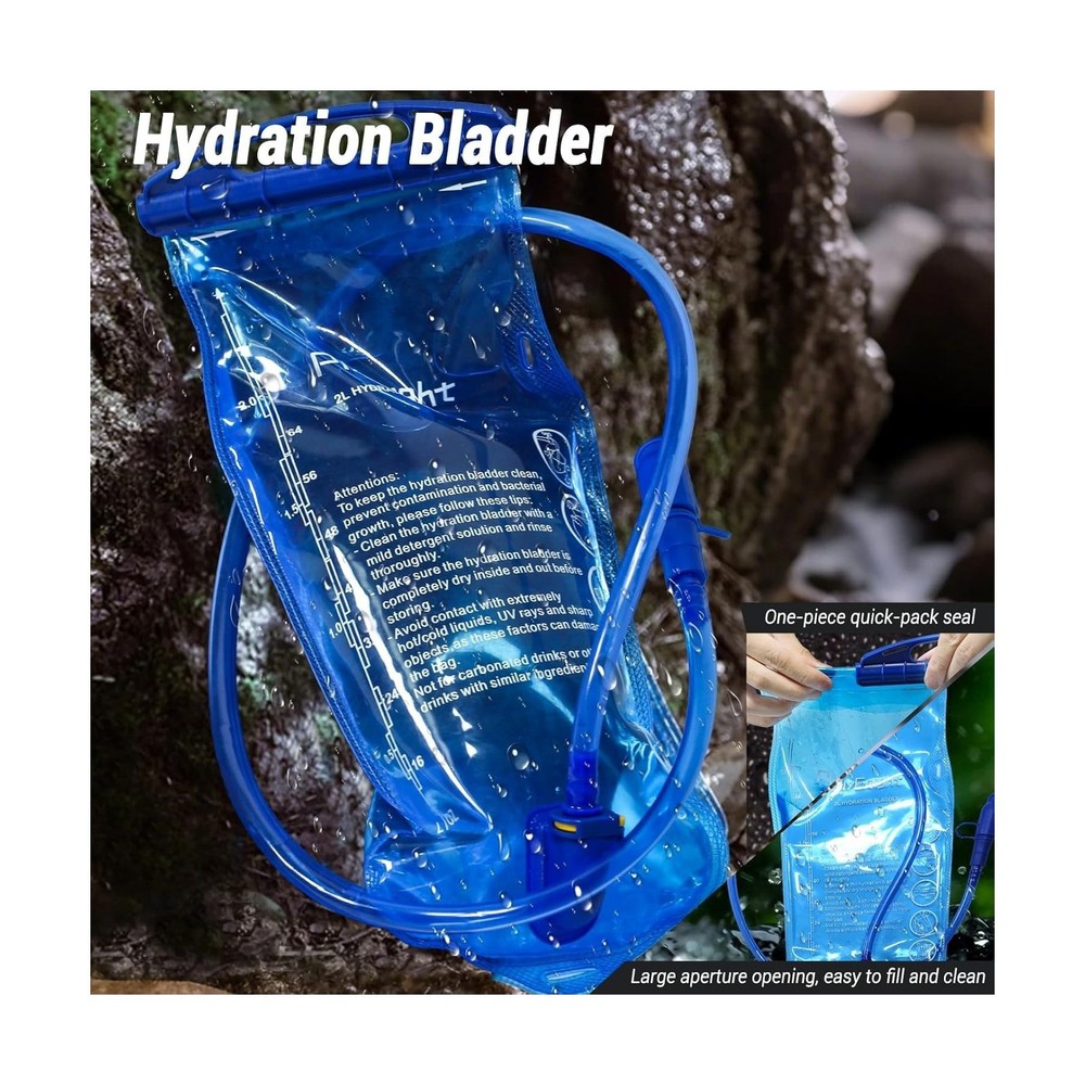 2Pack Hydration Backpack for Hiking with 2L Hydration Bladder - Lig... Fast Ship