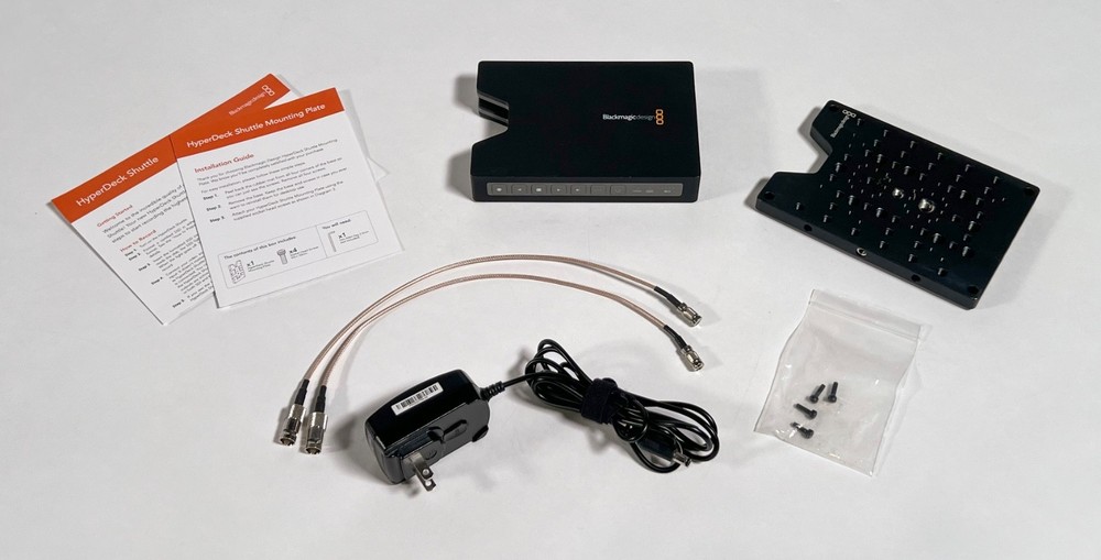 Blackmagic Design HyperDeck Shuttle with Mounting Plate and DIN to SDI Cables