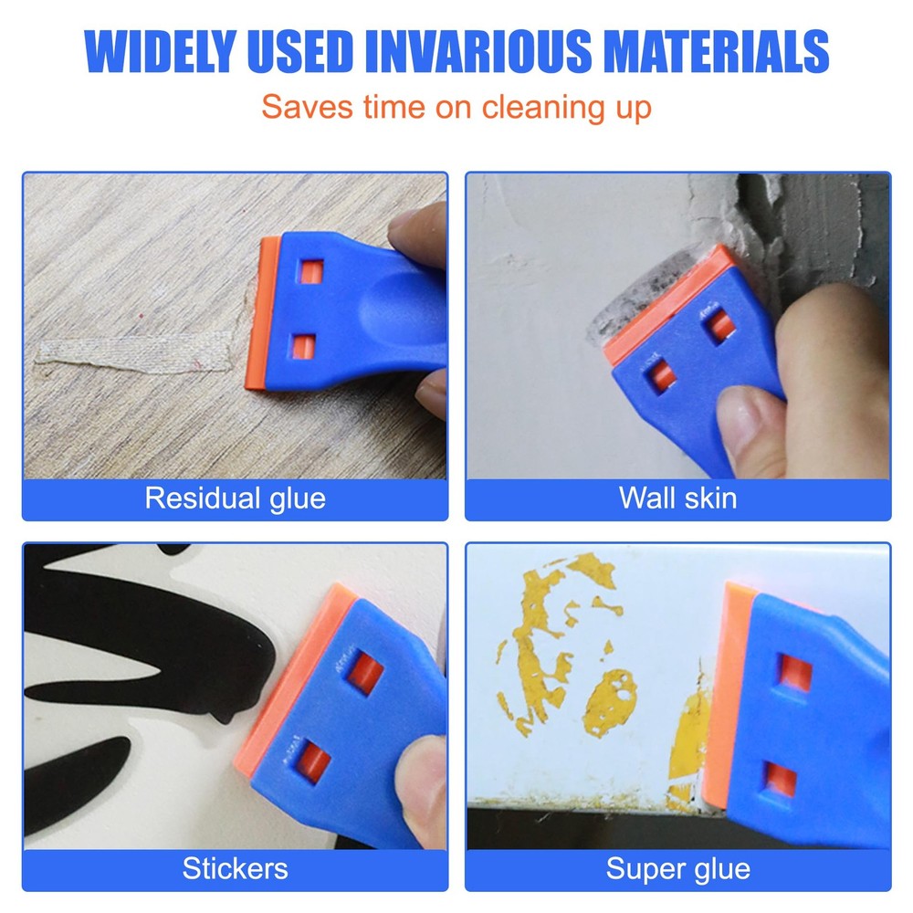 4 Pcs Plastic Razor Blade Scraper and 120 Blades, Remove Label Decal...