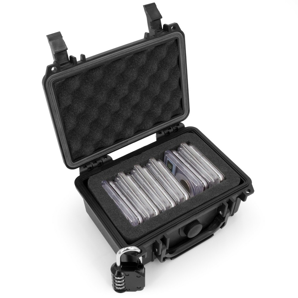 CASEMATIX Locking Graded Coin Case Fits 15+ PCGS NGC Slabs - Waterproof Shell