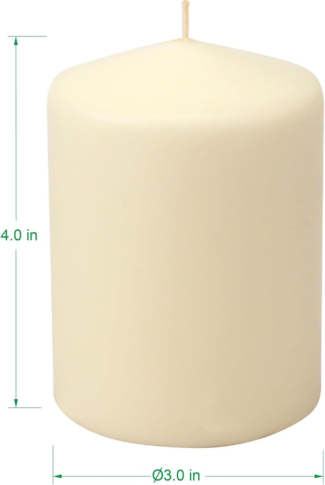 35 Hour Long Burning Unscented Pillar Candles, 3X4, Ivory