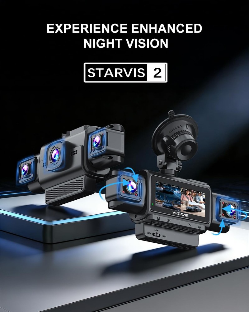 Dash Cam Front and Rear, 4-Channel 360° Coverage Car Dash Camera with STARVIS...