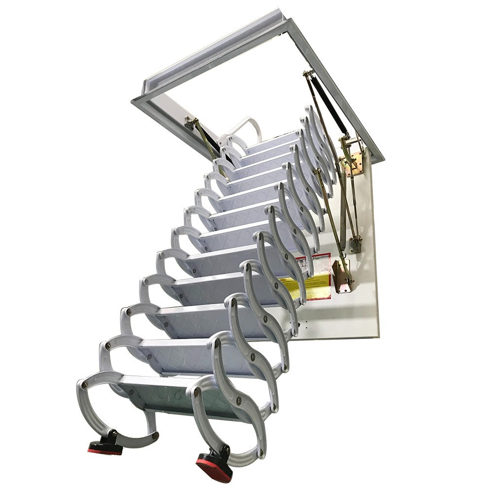 9.84ft White Attic Pull Down Ceiling Ladder 31.5'' x 35.43'' Folding Loft Ladder