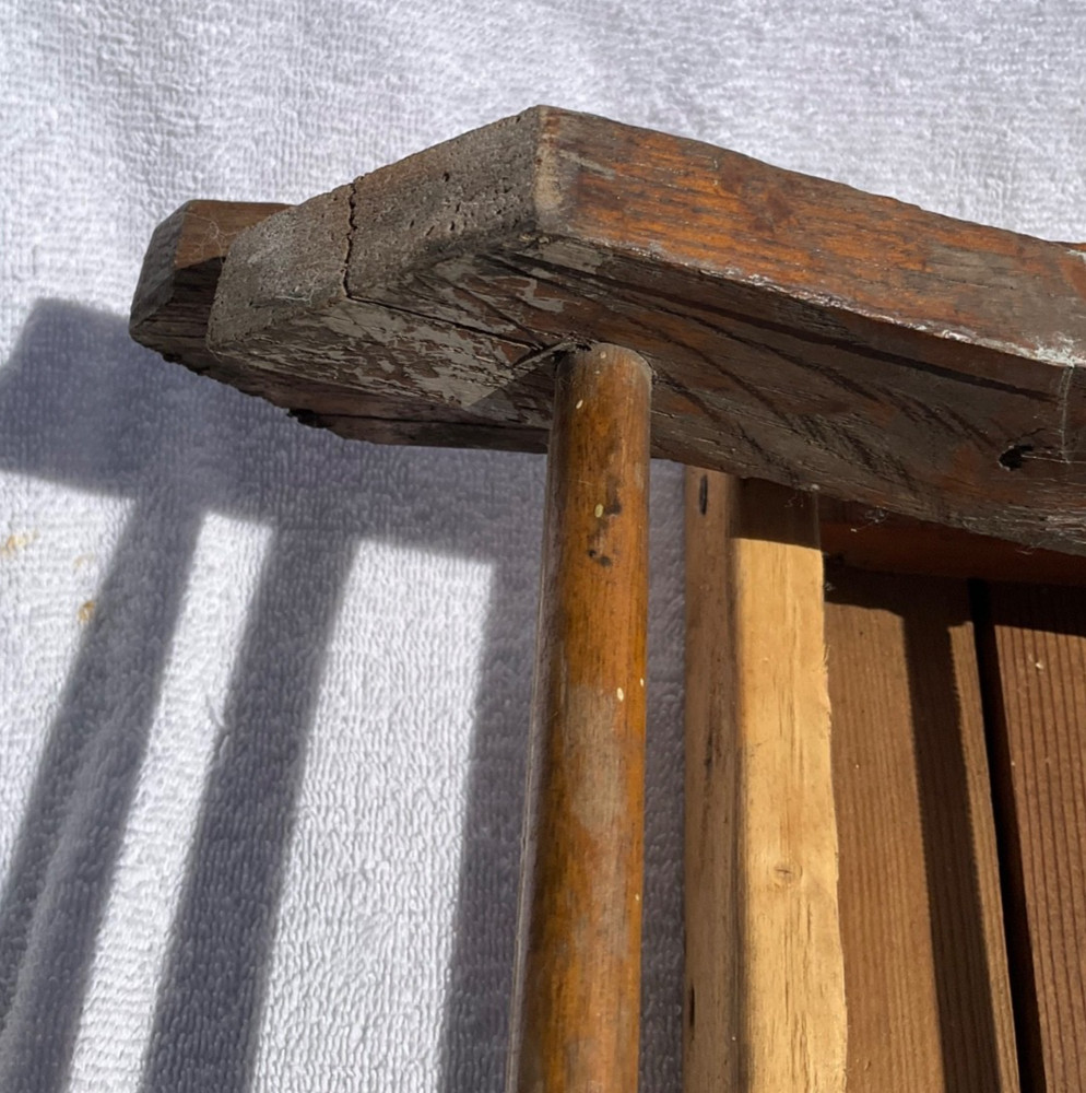 Vintage Folding Wooden Step Stool Seat