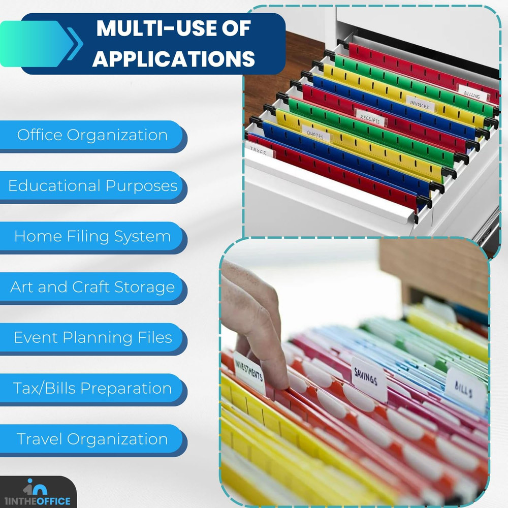 Poly Expanding Hanging File Folders, Letter Size, Assorted,10/Pack