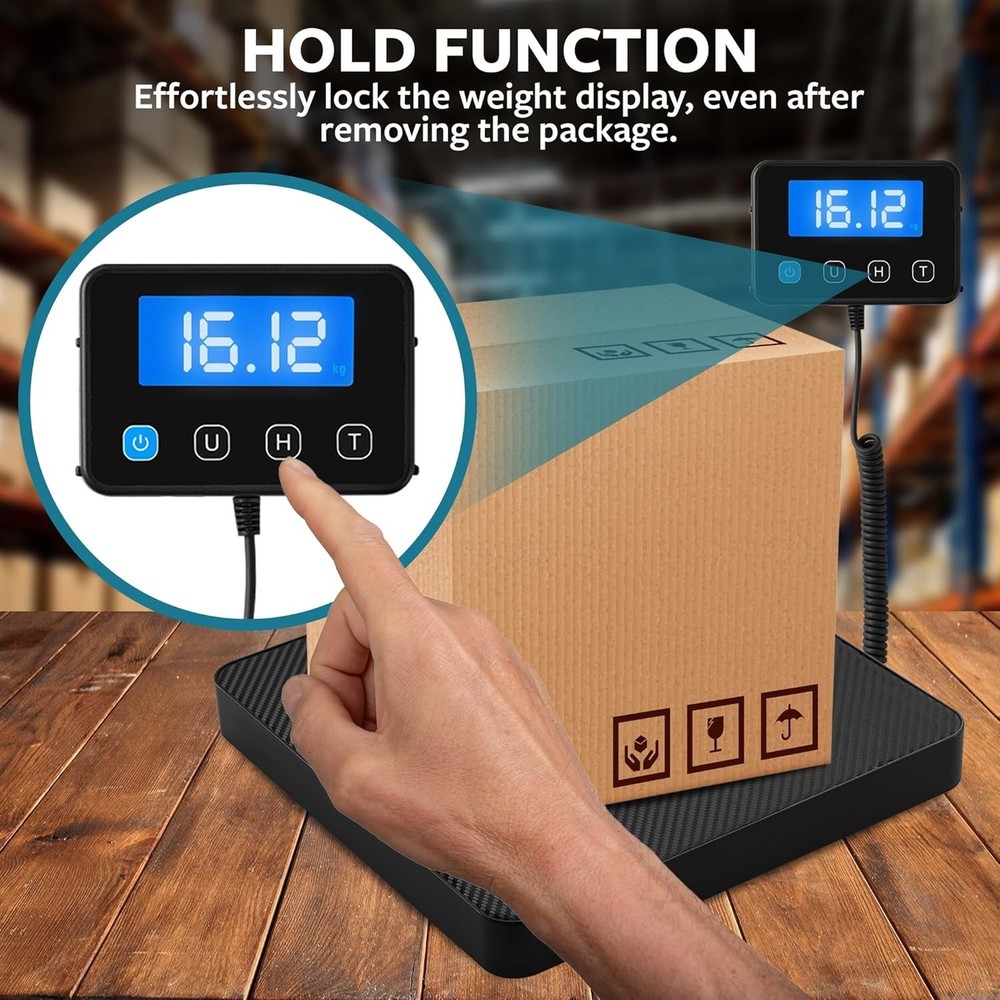 Professional Digital Package Scale, 220 lb Capacity with Hold & Tare Features