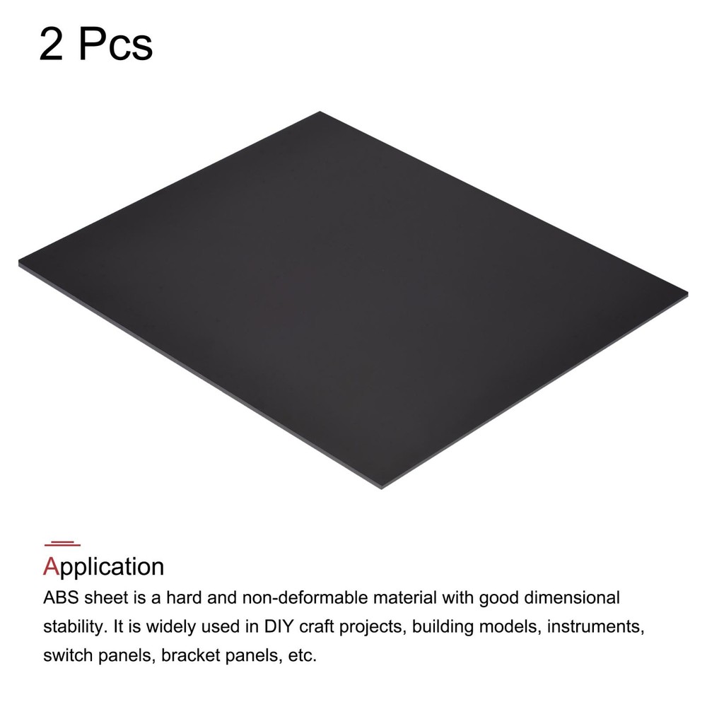 Black ABS Plastic Sheet 10x8x0.04" for Building Model, Panel, 2pcs