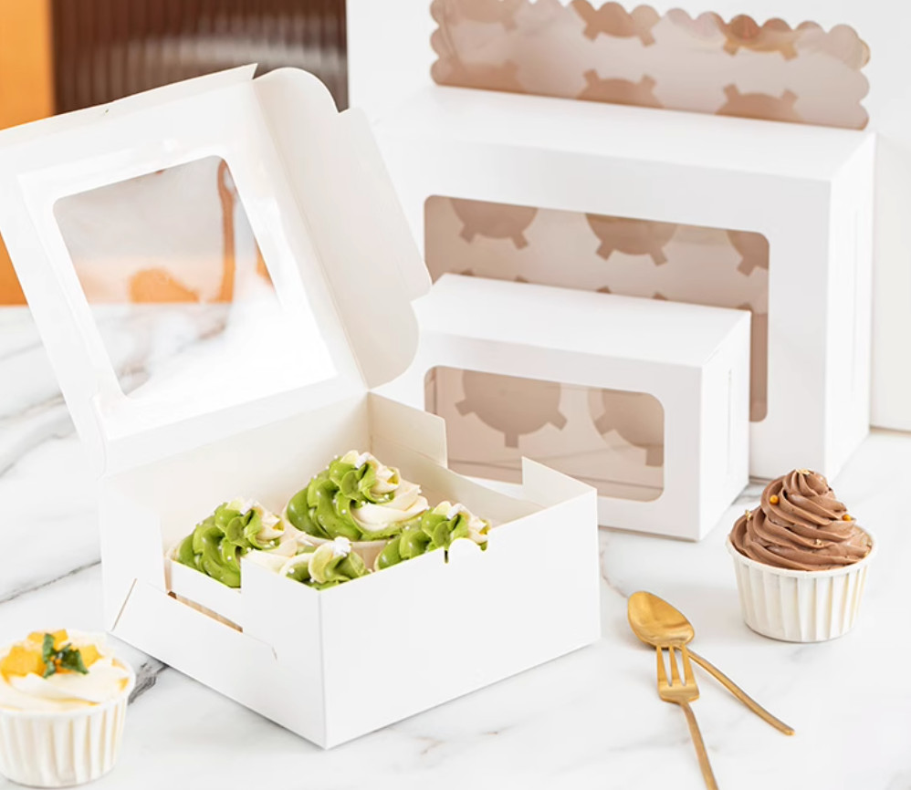 5 Pack Cupcake/Muffin Cases With Tray Bottom, 4 Grids Per Pack With Clear Window
