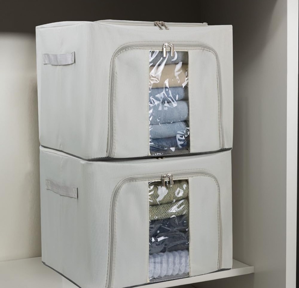 2PCS - 36L Clothes Storage Bins with Metal Frame