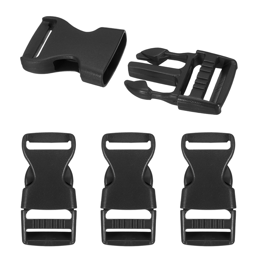 4 Pack Quick Side Release Buckle, 1" Plastic Buckle Clip, Black