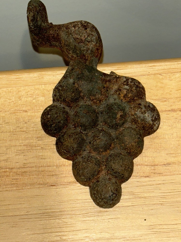Antique Iron Grape Pattern Shutter Dog, Vineyard or Garden Spike