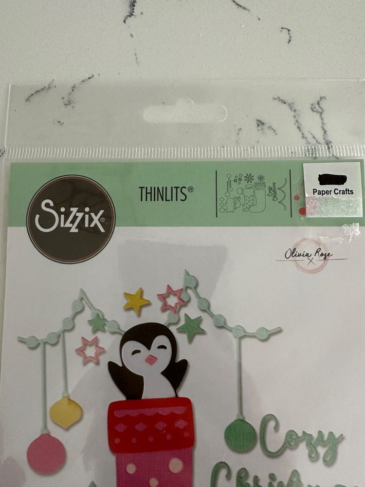 Sizzix Thinlits 9 Dies Olivia Rose Penguin Stocking Scrapbooking Crafts Art