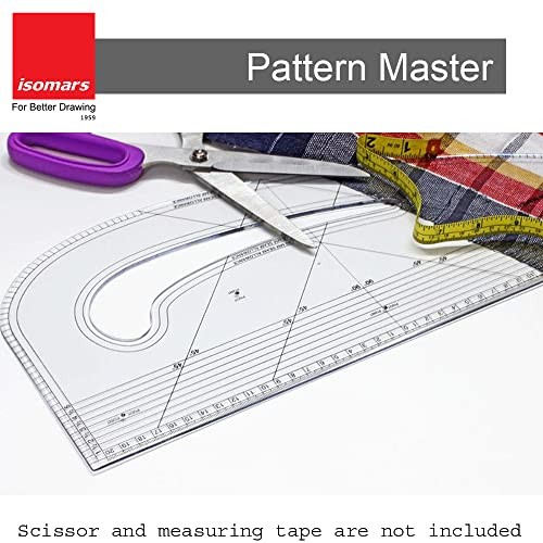 All in One Pattern Maker Ruler 43cm Clear Perspex Tailoring Drafting Tool